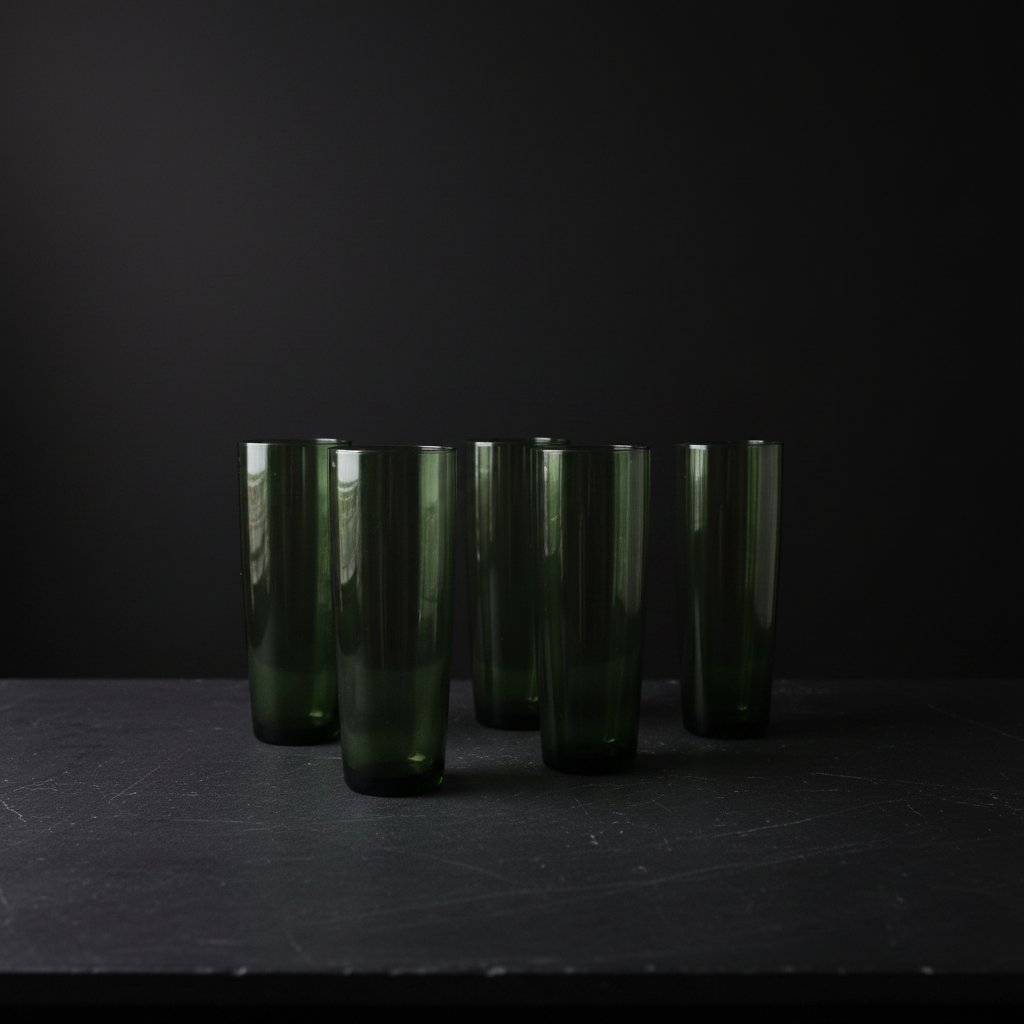 Green Glass Tall Tumblers