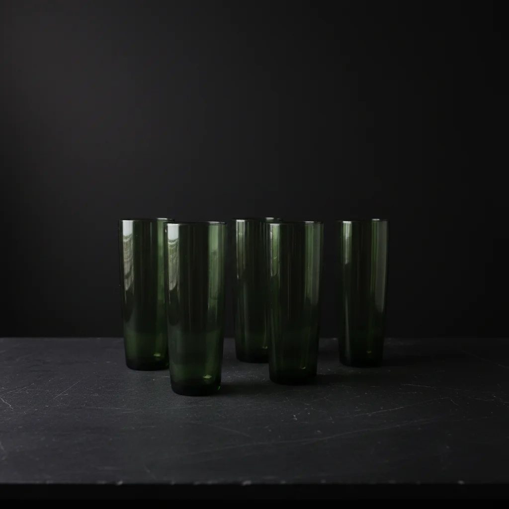Green Glass Tall Tumblers