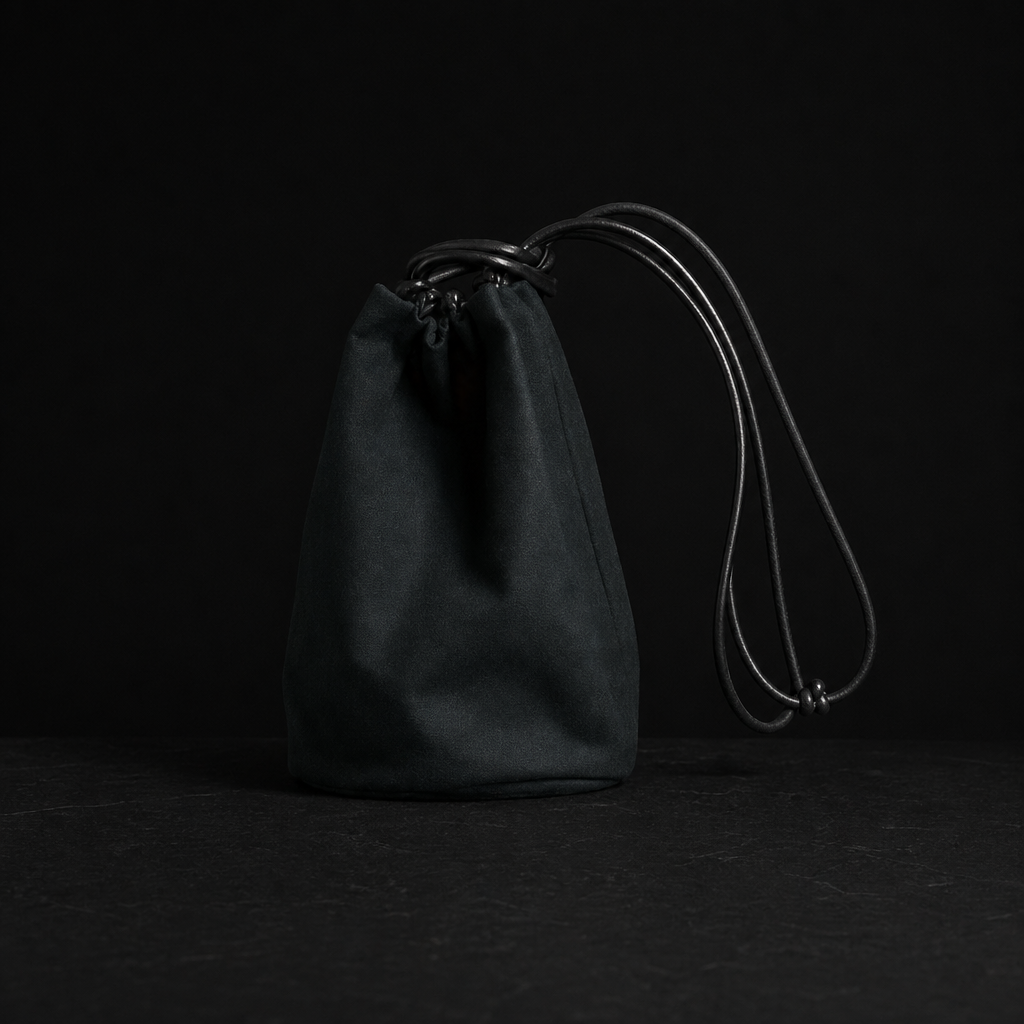 Woven Drawstring Bucket Bag with Leather