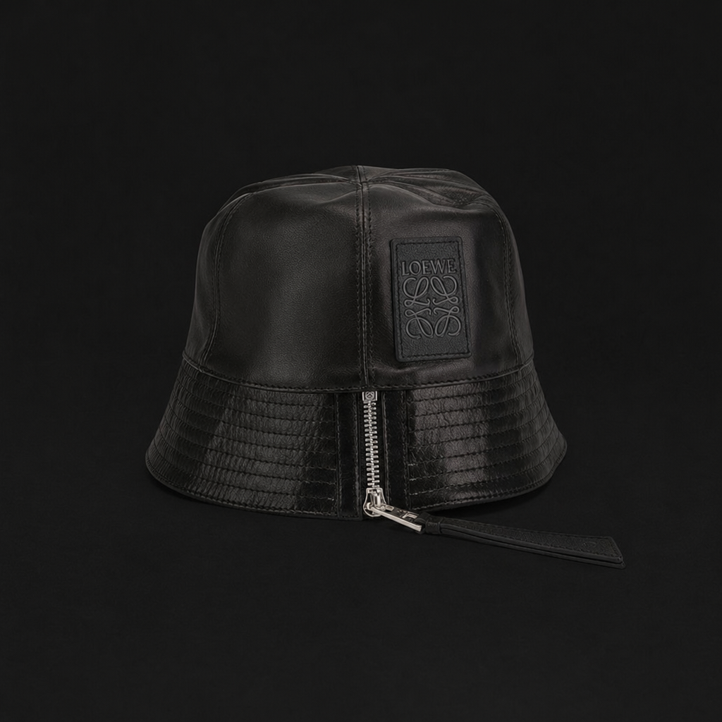 Fisherman Zip Leather Bucket Hat