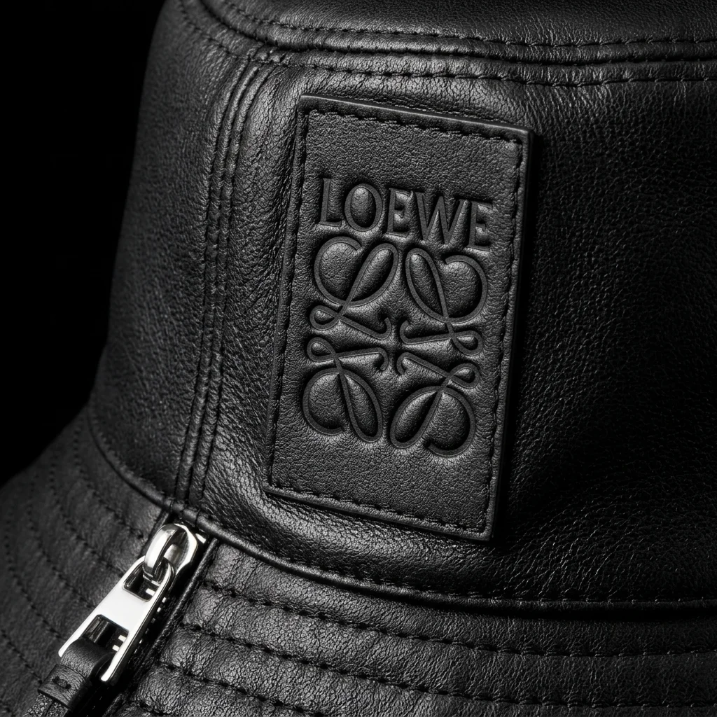Fisherman Zip Leather Bucket Hat