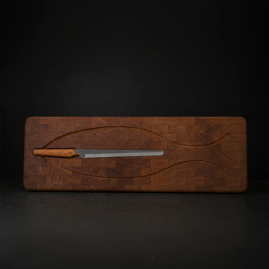 Danish Teak Wood Serving Board and Knife