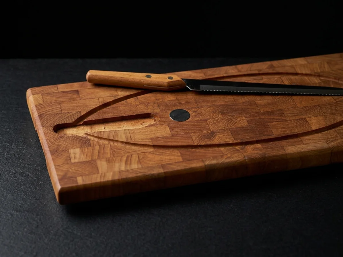 Danish Teak Wood Serving Board and Knife