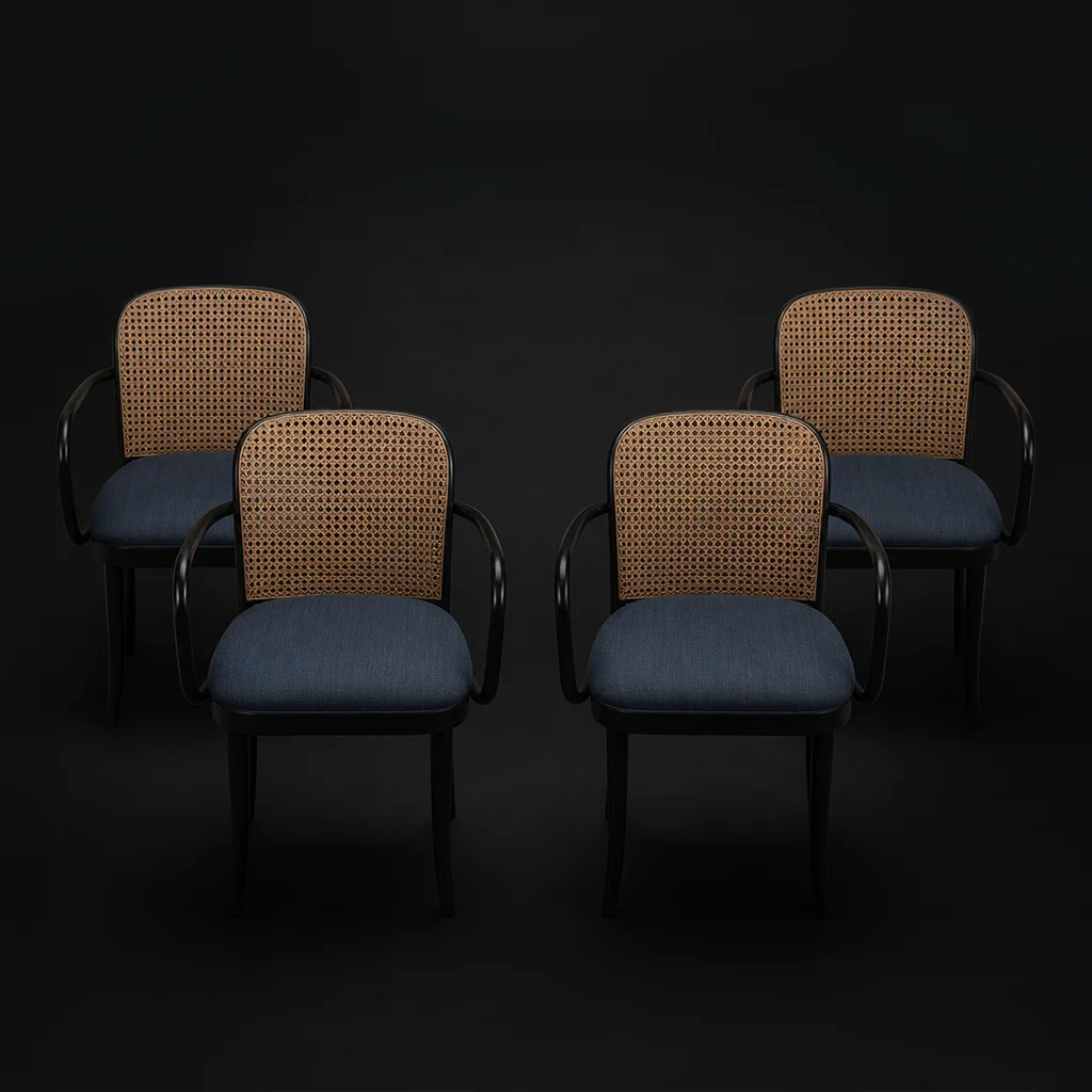 Padded Thonet Model 811 Bentwood Armchairs