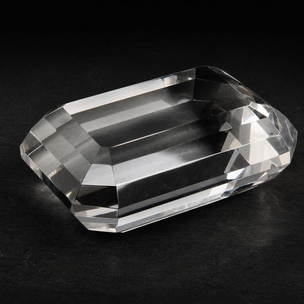 Faceted Emerald Cut Crystal Paperweight