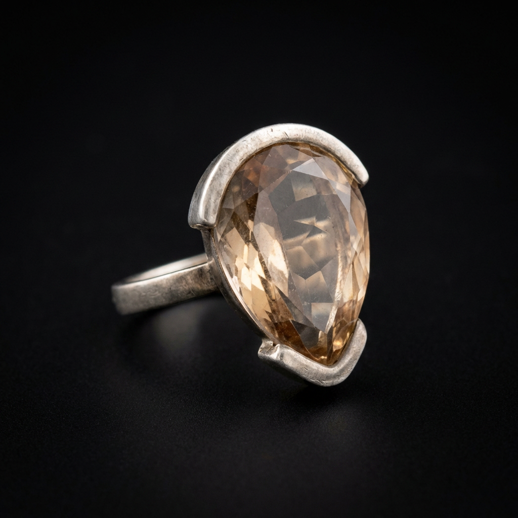 Faceted Pear Shaped Gemstone Ring