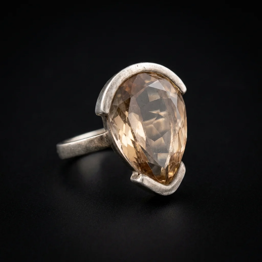 Faceted Pear Shaped Gemstone Ring