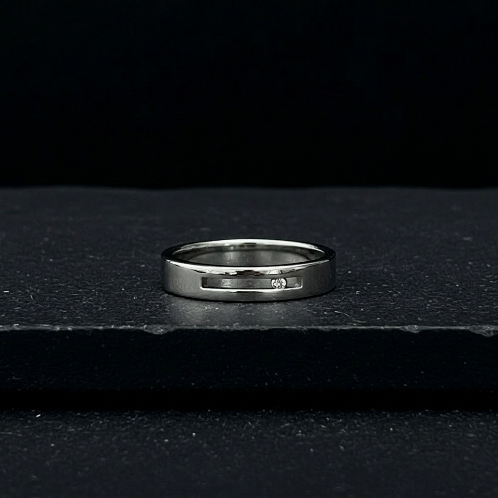 Sterling Silver and Diamond Wedding Band